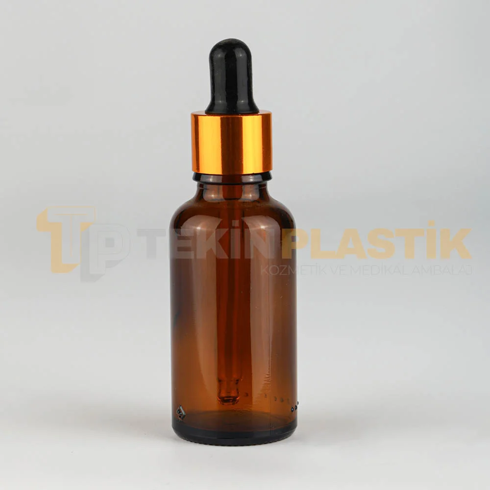 30 ML Toptan Boş Amber Renk Cam Damlalıklı Dropper Şişe Metal Gold Siyah Başlıklı 30 ML Toptan Boş Amber Renk Cam Damlalıklı Dropper Şişe Metal Gold Siyah Başlıklı