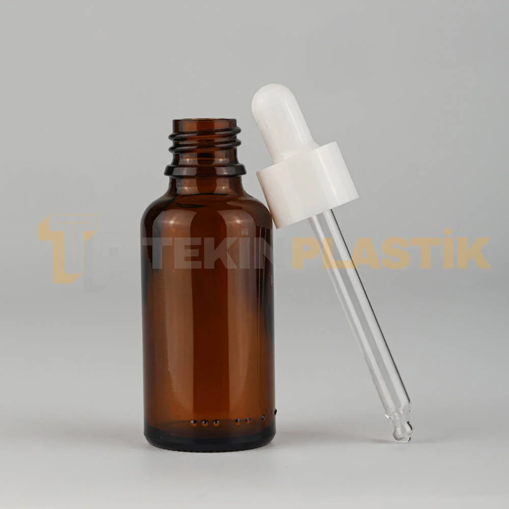 30 ML Toptan Boş Amber Renk Cam Damlalıklı Dropper Şişe Beyaz Kapaklı 30 ML Toptan Boş Amber Renk Cam Damlalıklı Dropper Şişe Beyaz Kapaklı