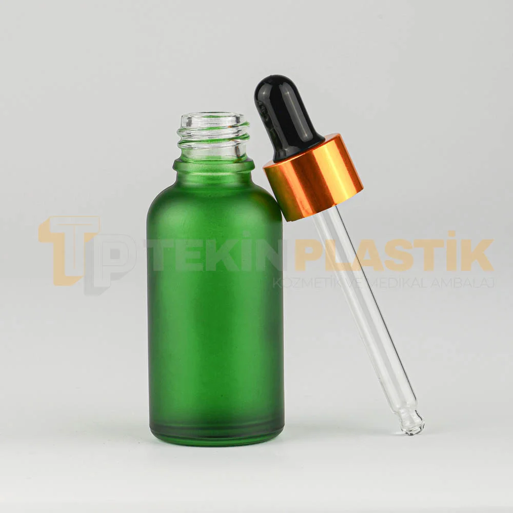 30 ML Boş Toptan Buzlu Yeşil Renk Cam Damlalıklı Dropper Şişe Metal Gold Siyah Başlıklı 30 ML Boş Toptan Buzlu Yeşil Renk Cam Damlalıklı Dropper Şişe Metal Gold Siyah Başlıklı