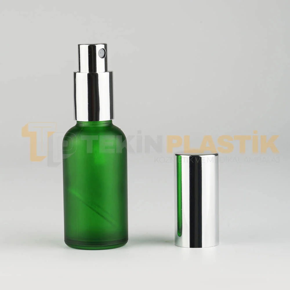 30 ML Boş Toptan Buzlu Yeşil Renk Cam Damlalıklı Dropper Şişe Metal Gümüş Spreyli Fısfıslı 30 ML Boş Toptan Buzlu Yeşil Renk Cam Damlalıklı Dropper Şişe Metal Gümüş Spreyli Fısfıslı