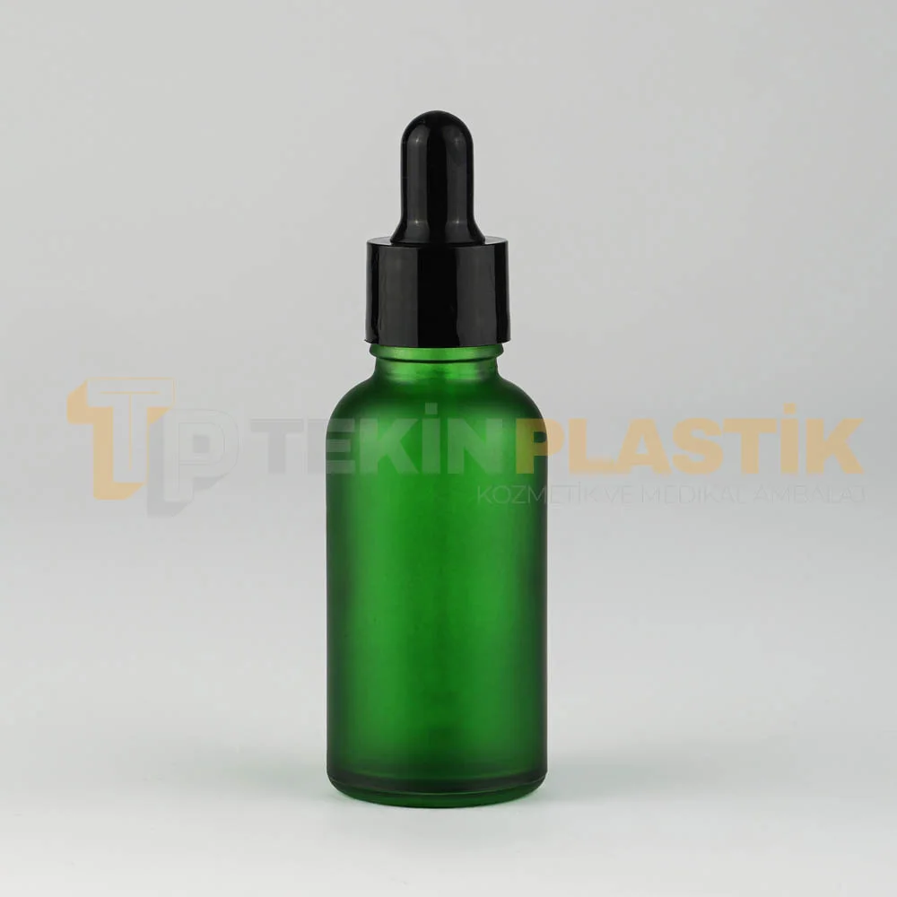 30 ML Boş Toptan Buzlu Yeşil Renk Cam Damlalıklı Dropper Şişe Metal Siyah Başlıklı 30 ML Boş Toptan Buzlu Yeşil Renk Cam Damlalıklı Dropper Şişe Metal Siyah Başlıklı