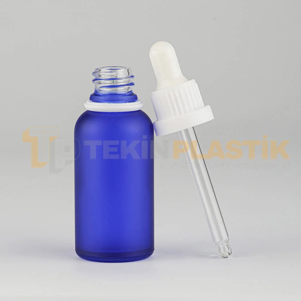 30 ML Boş Toptan Buzlu Mavi Renk Cam Damlalıklı Dropper Şişe Beyaz Plastik Delikli Kilitli Kapak 30 ML Boş Toptan Buzlu Mavi Renk Cam Damlalıklı Dropper Şişe Beyaz Plastik Delikli Kilitli Kapak
