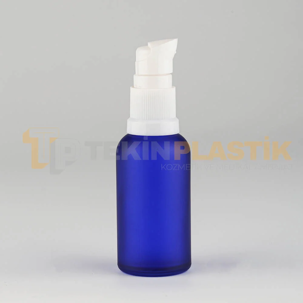 30 ML Boş Toptan Buzlu Mavi Renk Cam Damlalıklı Dropper Şişe Beyaz Plastik Etekli Losyon Pompa 30 ML Boş Toptan Buzlu Mavi Renk Cam Damlalıklı Dropper Şişe Beyaz Plastik Etekli Losyon Pompa