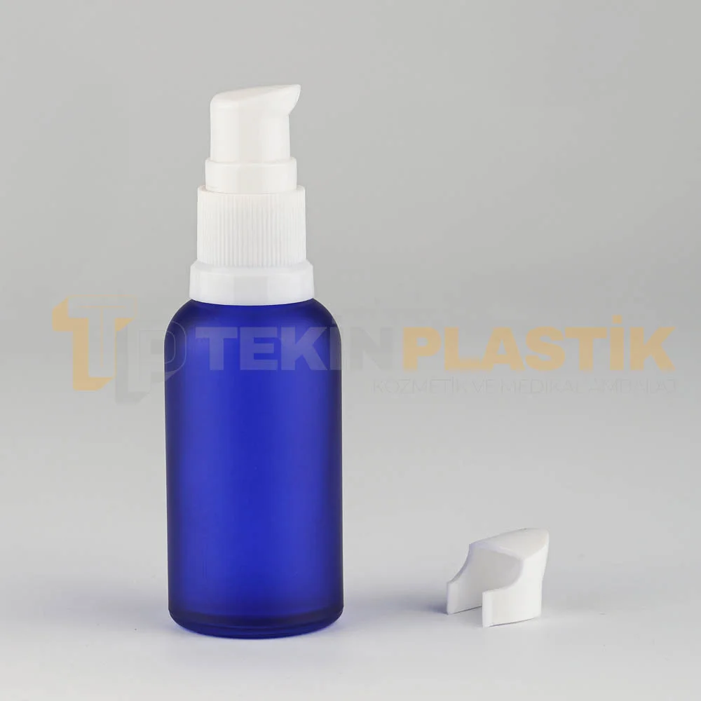 30 ML Boş Toptan Buzlu Mavi Renk Cam Damlalıklı Dropper Şişe Beyaz Plastik Etekli Losyon Pompa 30 ML Boş Toptan Buzlu Mavi Renk Cam Damlalıklı Dropper Şişe Beyaz Plastik Etekli Losyon Pompa