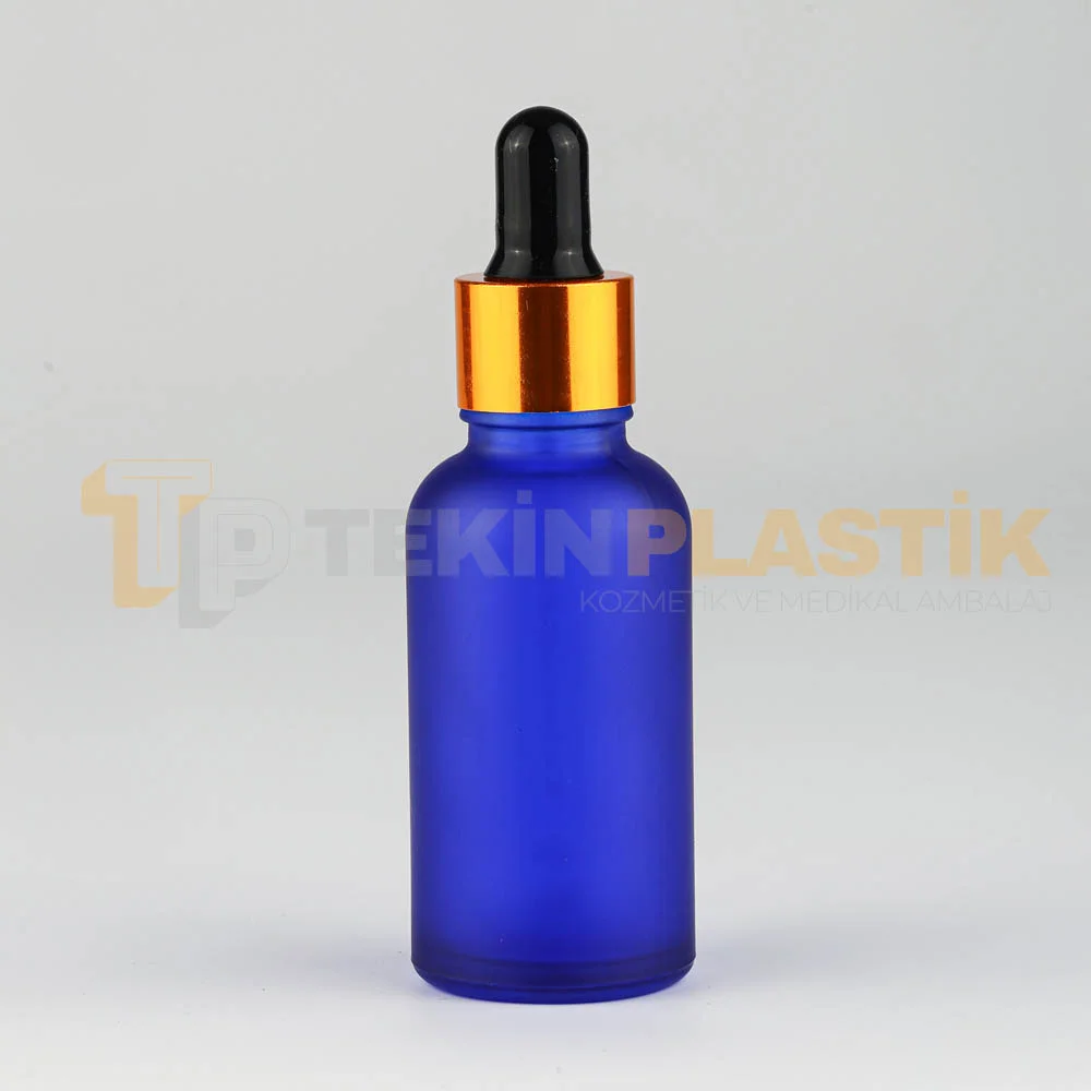 30 ML Boş Toptan Buzlu Mavi Renk Cam Damlalıklı Dropper Şişe Metal Gold Siyah Başlık 30 ML Boş Toptan Buzlu Mavi Renk Cam Damlalıklı Dropper Şişe Metal Gold Siyah Başlık