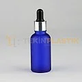 30 ML Boş Toptan Buzlu Mavi Renk Cam Damlalıklı Dropper Şişe Metal Gümüş Siyah Başlık 30 ML Boş Toptan Buzlu Mavi Renk Cam Damlalıklı Dropper Şişe Metal Gümüş Siyah Başlık