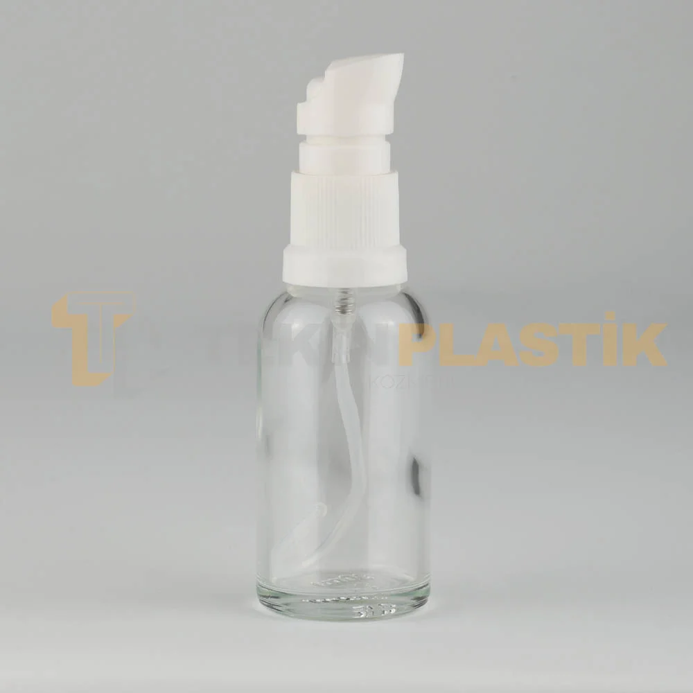 30 ML Toptan Boş Şeffaf Cam Damlalıklı Dropper Şişe Beyaz Etekli Losyon Serum Pompalı 30 ML Toptan Boş Şeffaf Cam Damlalıklı Dropper Şişe Beyaz Etekli Losyon Serum Pompalı