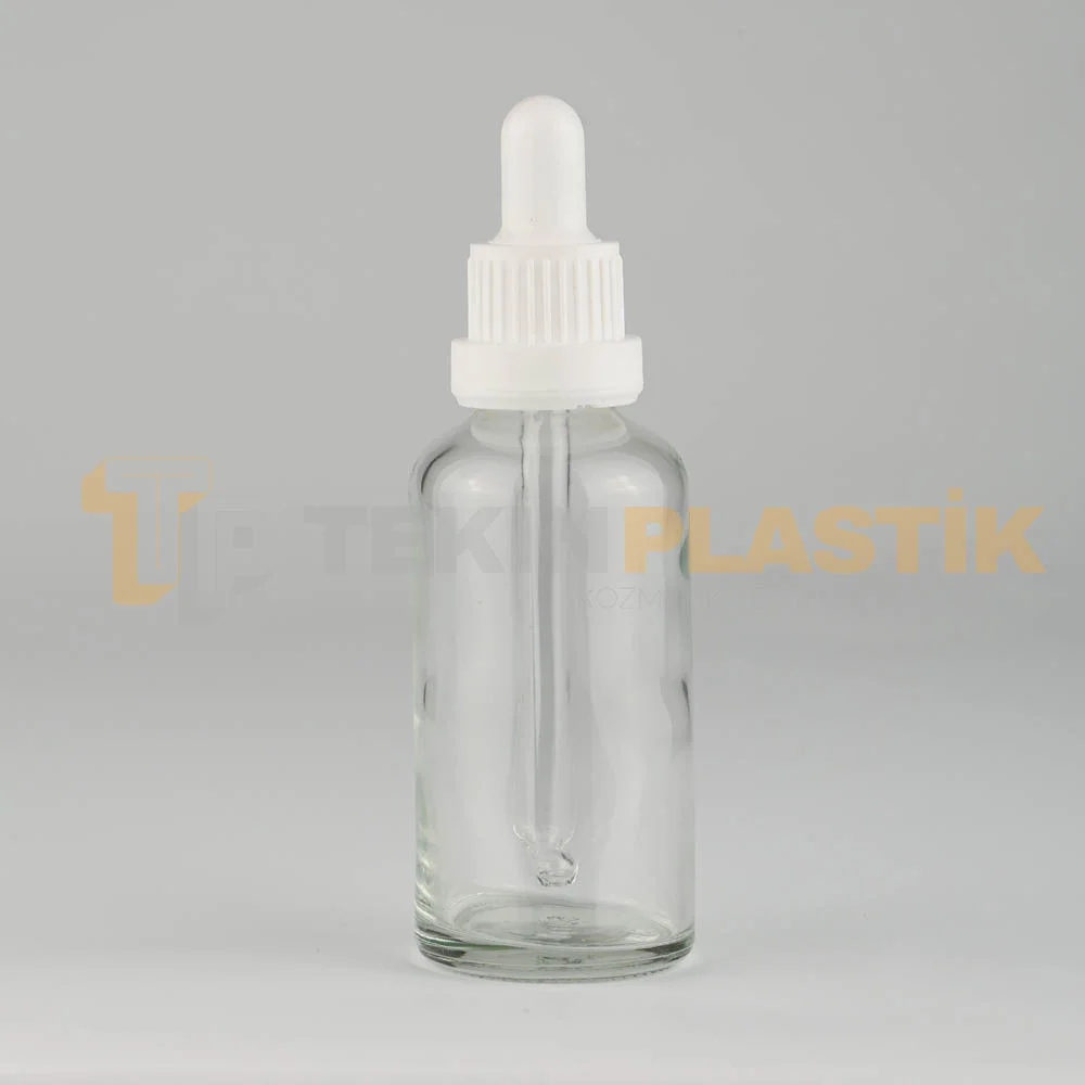 50 ML Toptan Boş Şeffaf Cam Damlalıklı Şişe Beyaz Plastik Delikli Kilitli Kapak 50 ML Toptan Boş Şeffaf Cam Damlalıklı Şişe Beyaz Plastik Delikli Kilitli Kapak