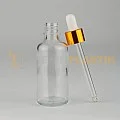 50 ML Toptan Boş Şeffaf Cam Damlalıklı Şişe Gold Beyaz Metal Damlalık Takım