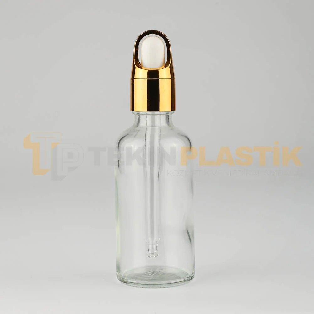 50 ML Toptan Boş Şeffaf Cam Damlalıklı Şişe Metal Lüx Gold Damlalık Takım 50 ML Toptan Boş Şeffaf Cam Damlalıklı Şişe Metal Lüx Gold Damlalık Takım