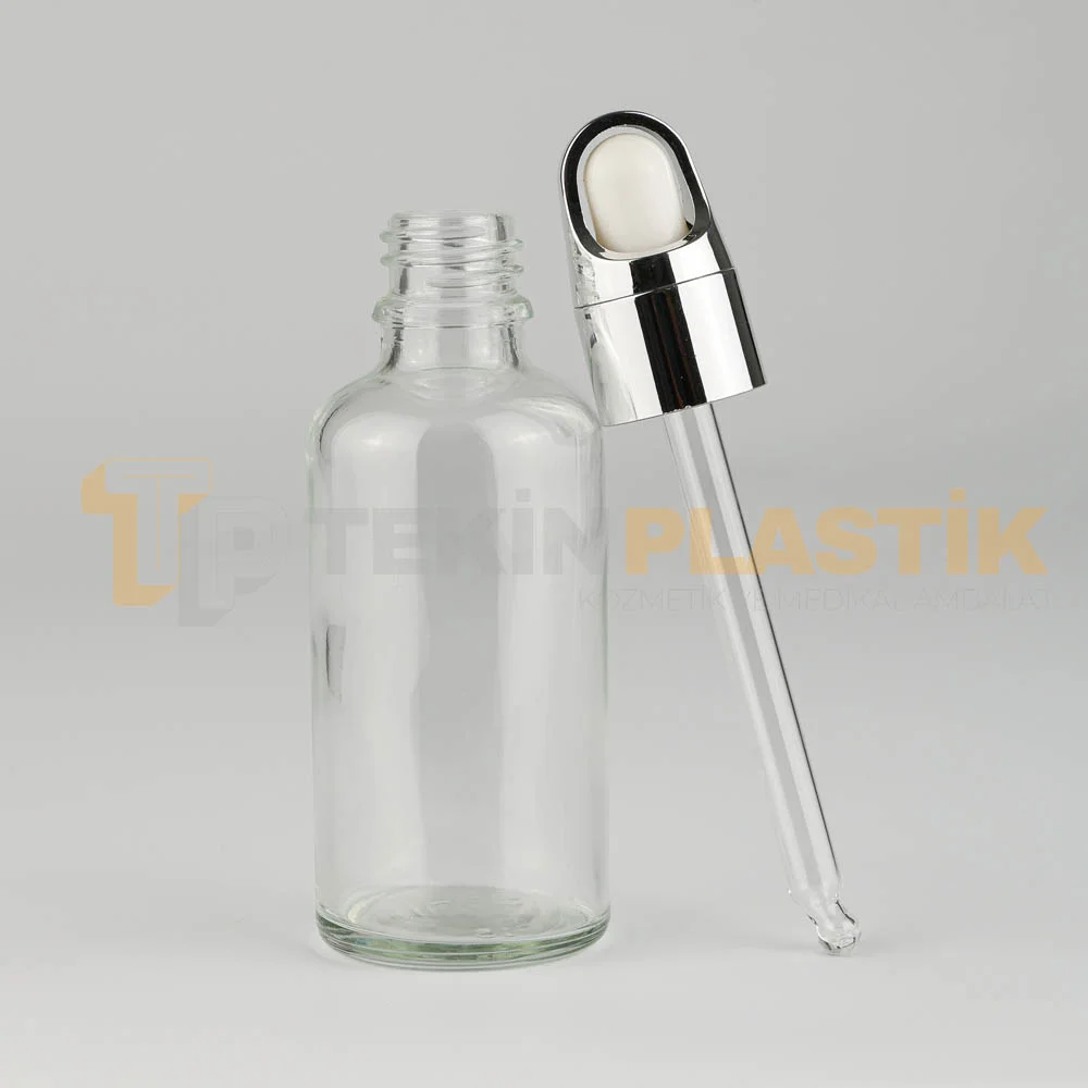 50 ML Toptan Boş Şeffaf Cam Damlalıklı Şişe Metal Lüx Gümüş Damlalık Takım 50 ML Toptan Boş Şeffaf Cam Damlalıklı Şişe Metal Lüx Gümüş Damlalık Takım