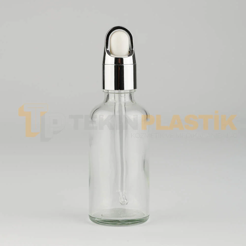 50 ML Toptan Boş Şeffaf Cam Damlalıklı Şişe Metal Lüx Gümüş Damlalık Takım 50 ML Toptan Boş Şeffaf Cam Damlalıklı Şişe Metal Lüx Gümüş Damlalık Takım
