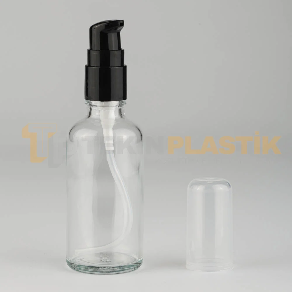 50 ML Toptan Boş Şeffaf Cam Damlalıklı Şişe Siyah Losyon Serum Pompalı 50 ML Toptan Boş Şeffaf Cam Damlalıklı Şişe Siyah Losyon Serum Pompalı