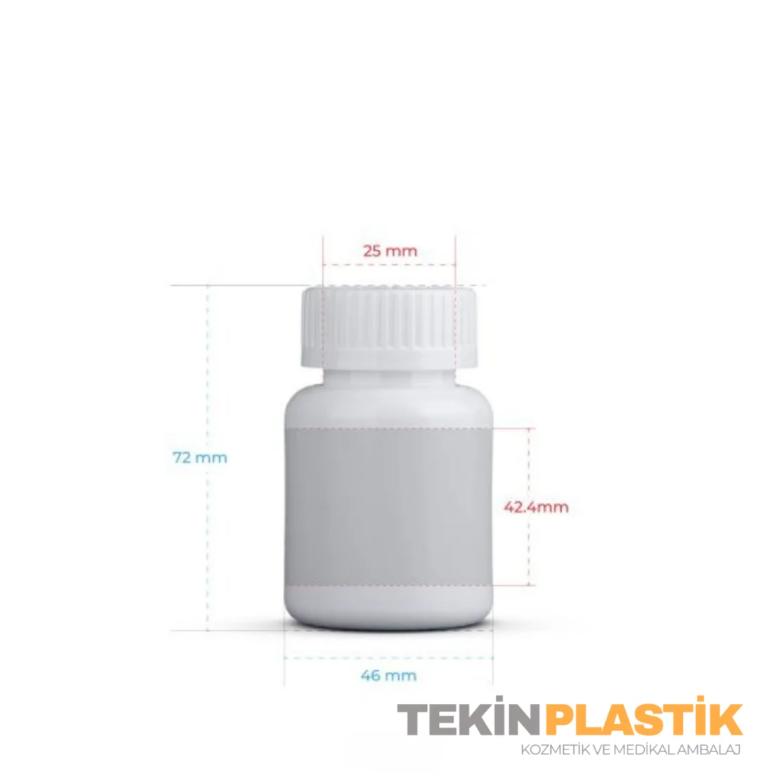 70 ML Plastik Boş Medikal Tablet Şişesi Emniyet Kapaklı