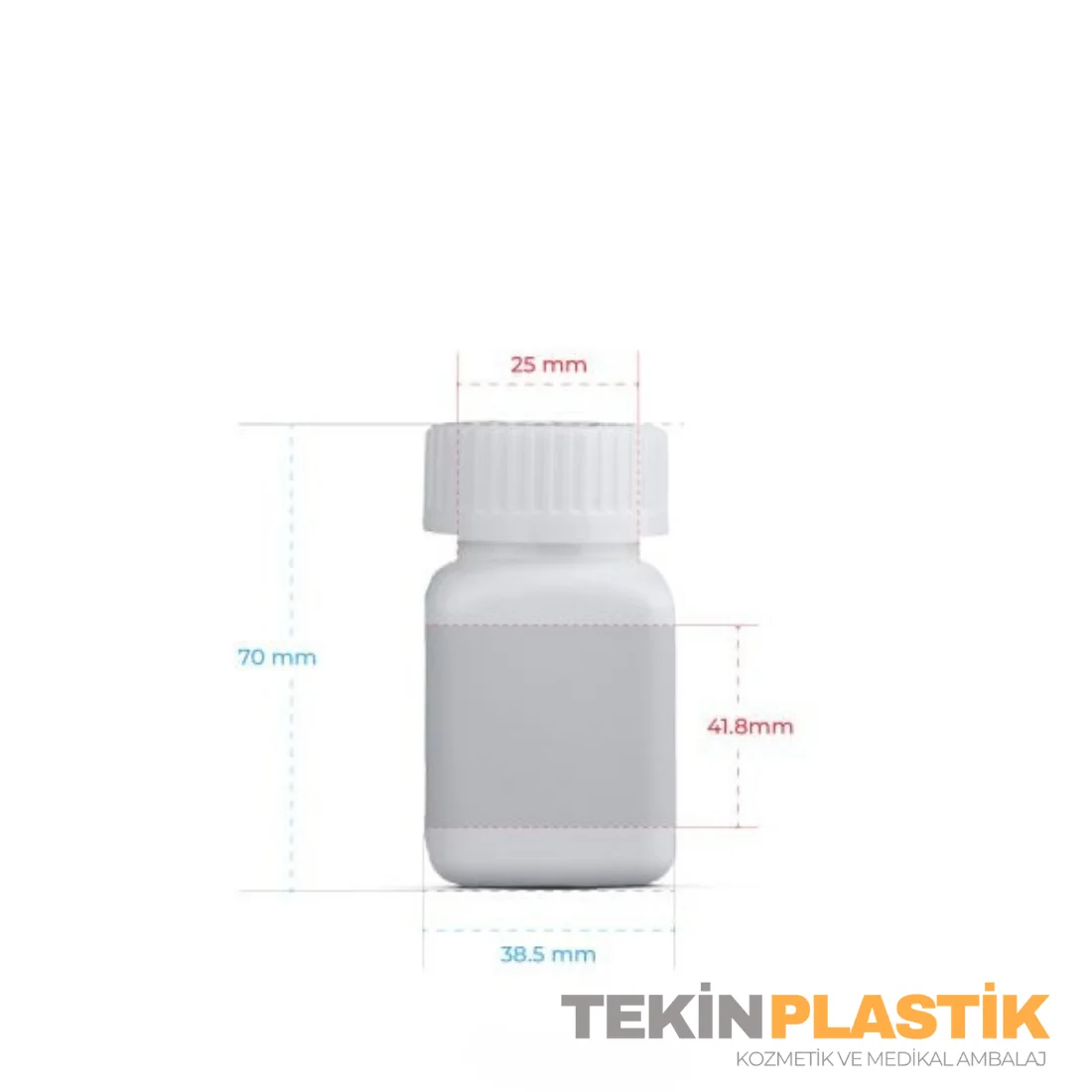 60 ML Plastik Kare Boş Medikal Tablet Şişesi Emniyet Kapaklı