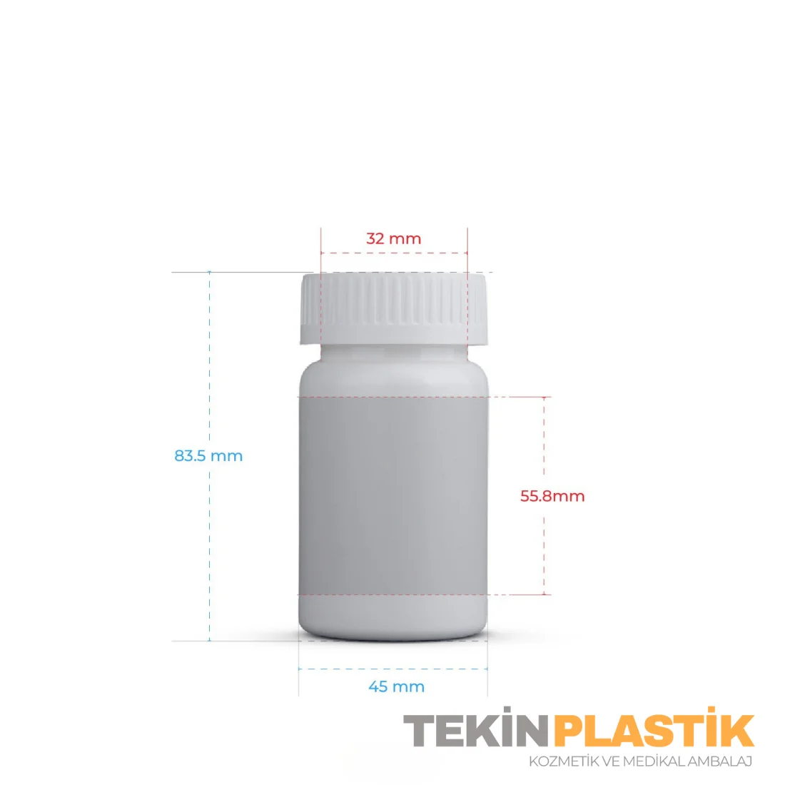 80 ML Plastik Boş Medikal Tablet Şişesi Emniyet Kapaklı 80 ML Plastik Boş Medikal Tablet Şişesi Emniyet Kapaklı