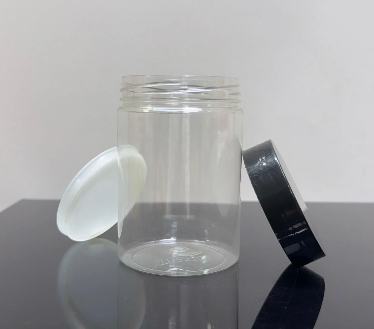 200 ml Şeffaf Pet Krem Kavanozu Siyah Kapaklı Tıpalı