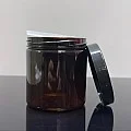 250 ml Amber Pet Krem Kavanozu Siyah Kapaklı Tıpalı 250 ml Amber Pet Krem Kavanozu Siyah Kapaklı Tıpalı